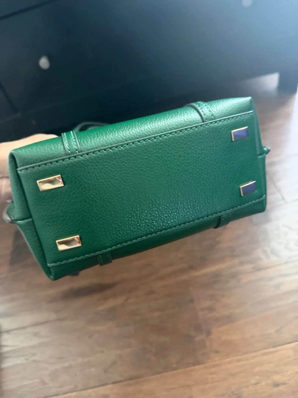 Tory Burch Green Pebbled Leather Crossbody Satchel